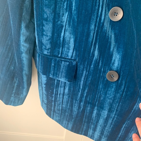 NWT Zara velvet turquoise blazer women’s large - Picture 9 of 16